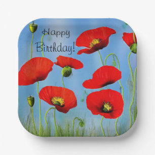 Fröhliche Birthday Poppy Pappteller