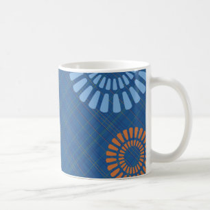 Fröhliche blaue Kariert orange grüne klassische Ta Kaffeetasse