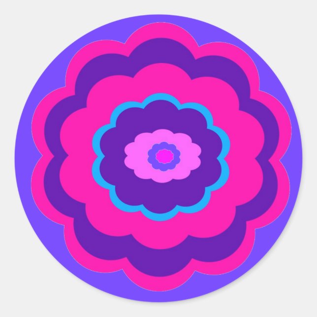 Fröhliche Blume Runder Aufkleber (Vorderseite)