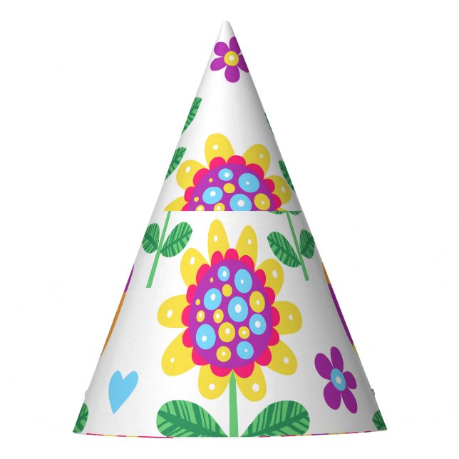 Fröhliche Blume Vintages Farbmuster Partyhütchen (Vorderseite)