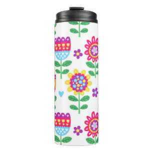 Fröhliche Blume Vintages Farbmuster Thermosbecher
