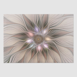 Fröhliche Blumen Abstract Beige Braun Floral Frakt Seidenpapier