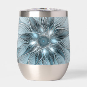 Fröhliche Blumen-Abstrakt Blau-Grau-Blumen-Fraktal