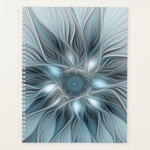 Fröhliche Blumen-Abstrakt Blau-Grau-Blumen-Fraktal Planer