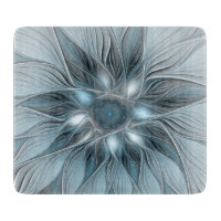 Fröhliche Blumen-Abstrakt Blau-Grau Floral Fraktal