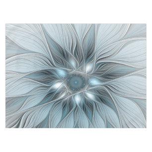 Fröhliche Blumen-Abstrakt Blau-Grau Floral Fraktal Tischdecke