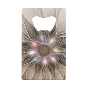 Fröhliche Blumen-Abstrakte Beige Braun Floral Frak Geldbeutel Flaschenöffner