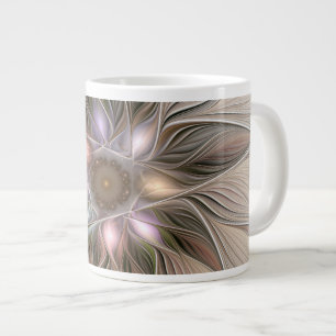 Fröhliche Blumen-Abstrakte Beige Braun Floral Frak Jumbo-Tasse