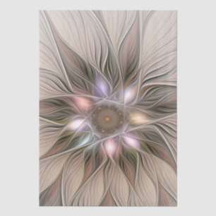 Fröhliche Blumen-Abstraktion Beige Braun Floral Fr Seidenpapier