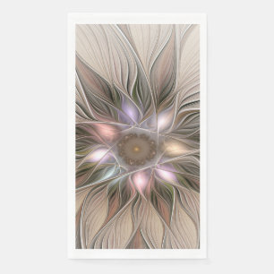 Fröhliche Blumen-Abstraktion Beige Braun Floral Fr Serviette