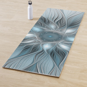 Fröhliche Blumen-Abstraktion Blaugraue Florale Fra Yogamatte