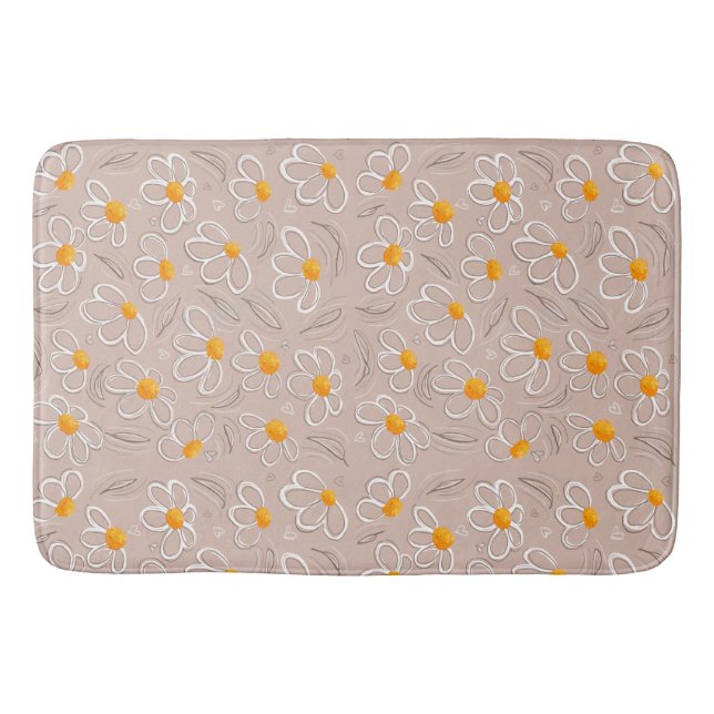 Fröhliche Blumen-Doodle Badematte (Vorderseite)