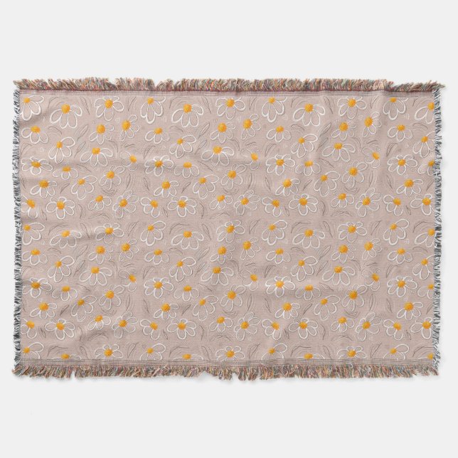 Fröhliche Blumen-Doodle Decke (Vorderseite)