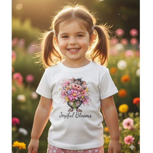 Fröhliche Blumen Süßes Ferkel Baby T-Shirt (Von Creator hochgeladen)