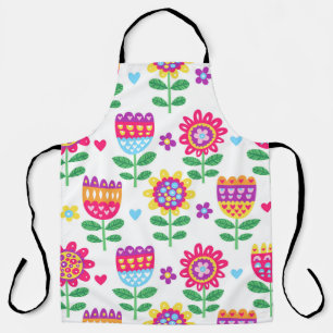 Fröhliche Blumen Vintage Farbige Muster Schürze