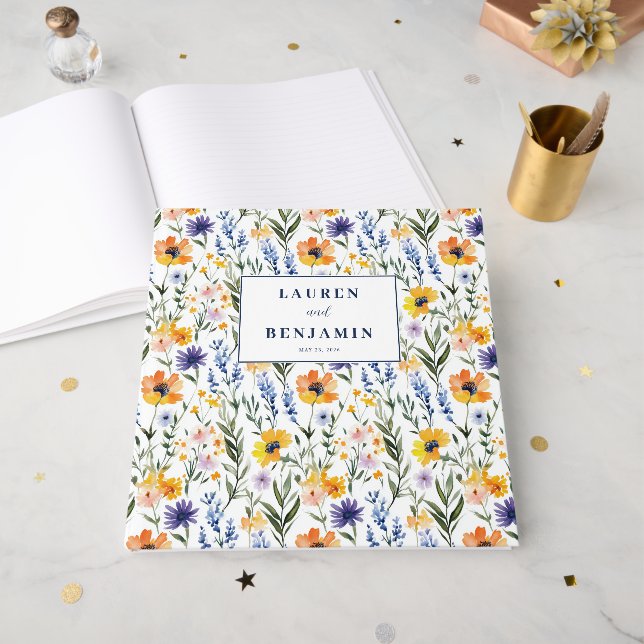 Fröhliche Blumen Wildblumen Gästebuch (Vorderseite offen)