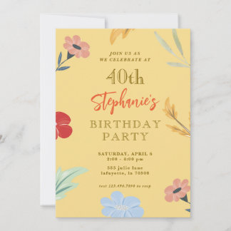 Fröhliche Blumenladen zum 40. Geburtstag Einladung