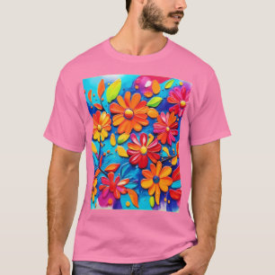 Fröhliche Blumenmalerei T-Shirt