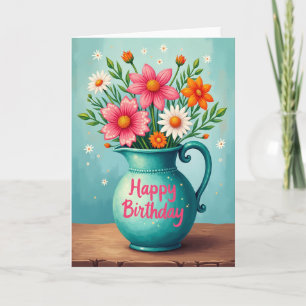 Fröhliche Blumenvase Karte