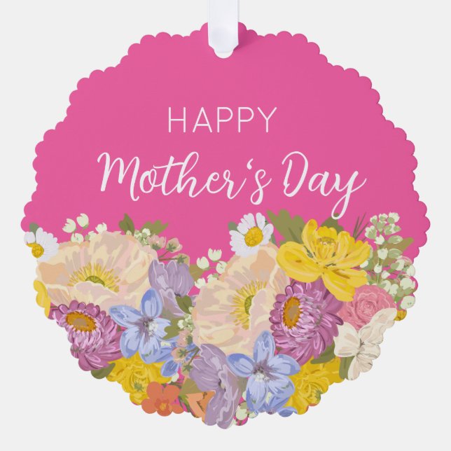 Fröhliche Blüten am Muttertag Ornament Karte (Vorderseite)