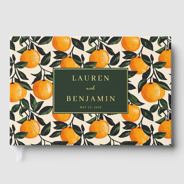 Fröhliche botanische Illustration der Orange Gästebuch (Vorderseite)
