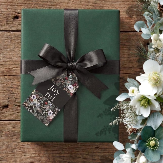 Fröhliche botanische Weihnachten  Geschenkanhänger (Joyful Botanical Christmas Gift Tags by Ricaso. A stunning floral tag for your holidays gift giving)