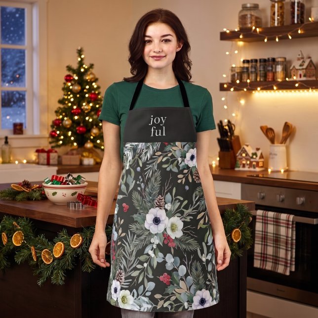 Fröhliche botanische Weihnachtsfeiertage Schürze (Joyful Botanical Christmas Holiday Apron by Ricaso. A wonderful gift for yourself or others)