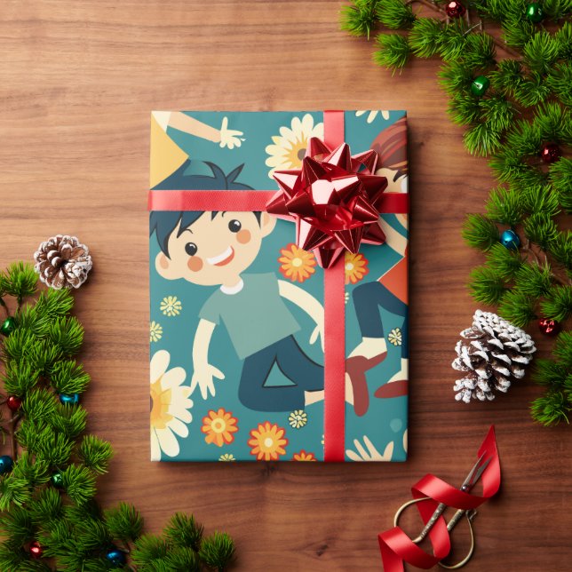 Fröhliche Boys Muster nach Muster Geschenkpapier (Feiertagsgeschenk)