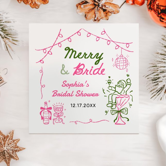 Fröhliche & Braut Handgezeichnete Weihnachten Brau Serviette (Von Creator hochgeladen)