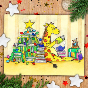 Fröhliche buchliebende Weihnachtskarte von Nicole Postkarte