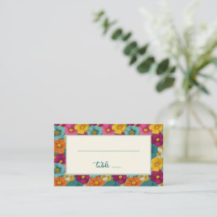 Fröhliche bunte Blumengrenze Platzkarte