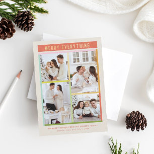 Fröhliche bunte helle lustige vier Foto Weihnachte Feiertagskarte