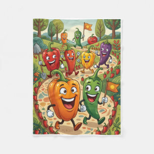 Fröhliche Bunte Paprika Im Garten Fleece-Decke Fleecedecke