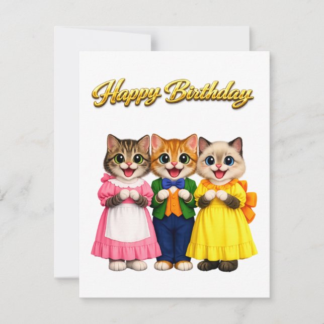 Fröhliche bunte viktorianische Kätzchen-Geburtstag (Vorderseite)