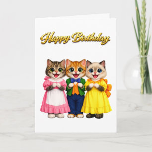 Fröhliche bunte viktorianische Katzen Geburtstag Karte