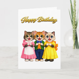 Fröhliche bunte viktorianische Katzen Geburtstag Karte