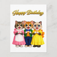 Fröhliche bunte viktorianische Katzen Geburtstag