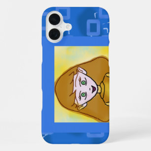 Fröhliche Cartoon Blaue Geometrische Handyhülle iPhone 16 Plus Hülle