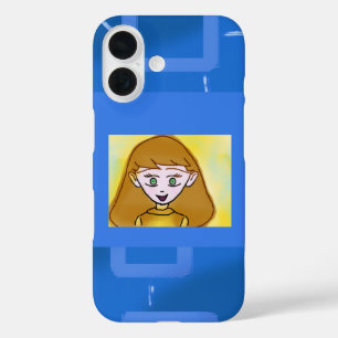 Fröhliche Cartoon Blaue Geometrische iPhone / iPad 16 Hülle