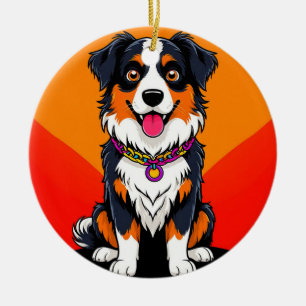 Fröhliche Cartoon-Hund-Illustration Keramik Ornament