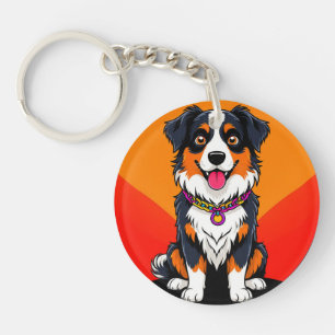 Fröhliche Cartoon-Hund-Illustration Schlüsselanhänger