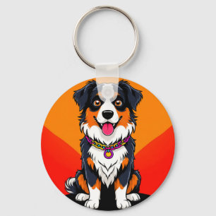 Fröhliche Cartoon-Hund-Illustration Schlüsselanhänger