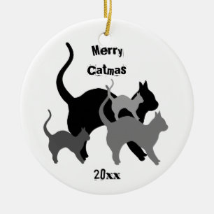 Fröhliche Catmas Feiertagskatzen Keramik Ornament