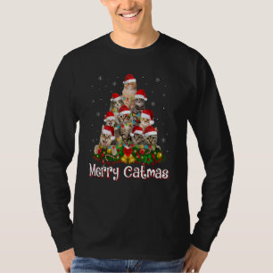 Fröhliche Catmas Katzen-Weihnachts-Pyjamas X-mas h T-Shirt