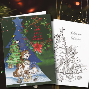 Fröhliche Catsmas-Familien-Weihnachtskarte, Color Feiertagskarte