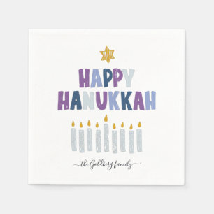 Fröhliche Chanukka-Monogramm-Partyservietten Serviette