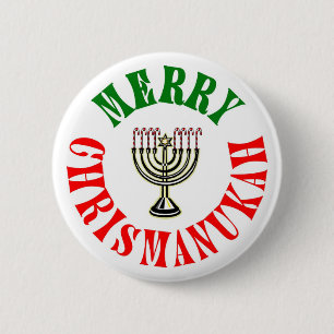 Fröhliche Chrismanukah- Weihnachten Chanukka Menor Button