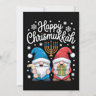 Fröhliche Chrismukkah Gnome Menora Chanukka Weihna Einladung
