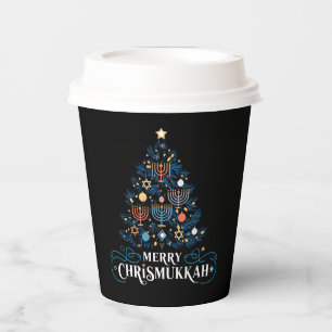 Fröhliche Chrismukkah jüdische Feiertage Chanukka Pappbecher