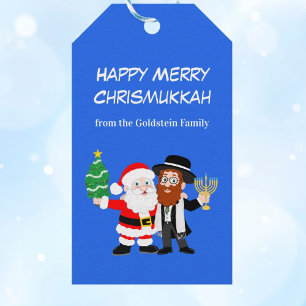 Fröhliche Chrismukkah-Santa-trifft-Rabbi-Party Geschenkanhänger